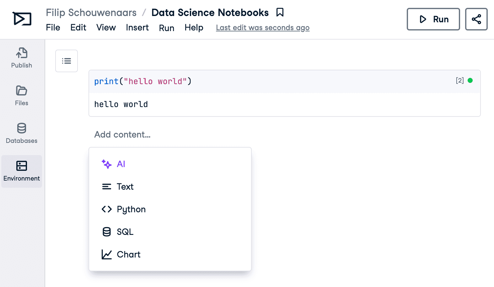 A screenshot of DataCamp Workspace